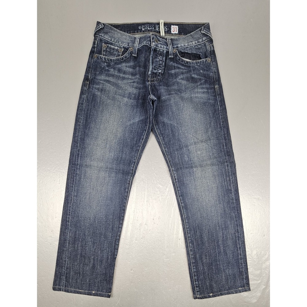 Guess Jeans Mens 31x30 Rebel Low Rise Straight Leg Blue Denim Casual Pants